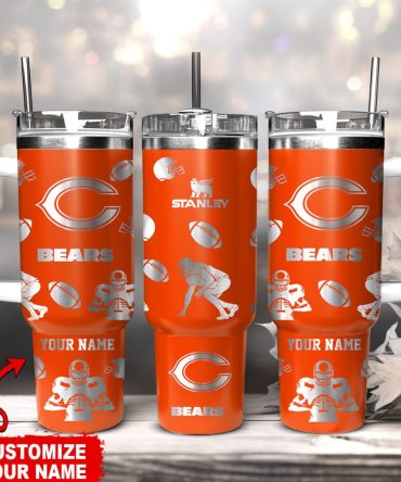 Chicago Bears Nfl Custom Stanley Quencher 40Oz Stainless Steel Tumbler With Handle