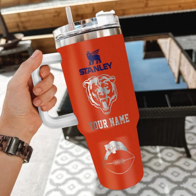 Chicago Bears Nfl Custom Stanley Quencher 40Oz Stainless Steel Tumbler With Handle - Image 3