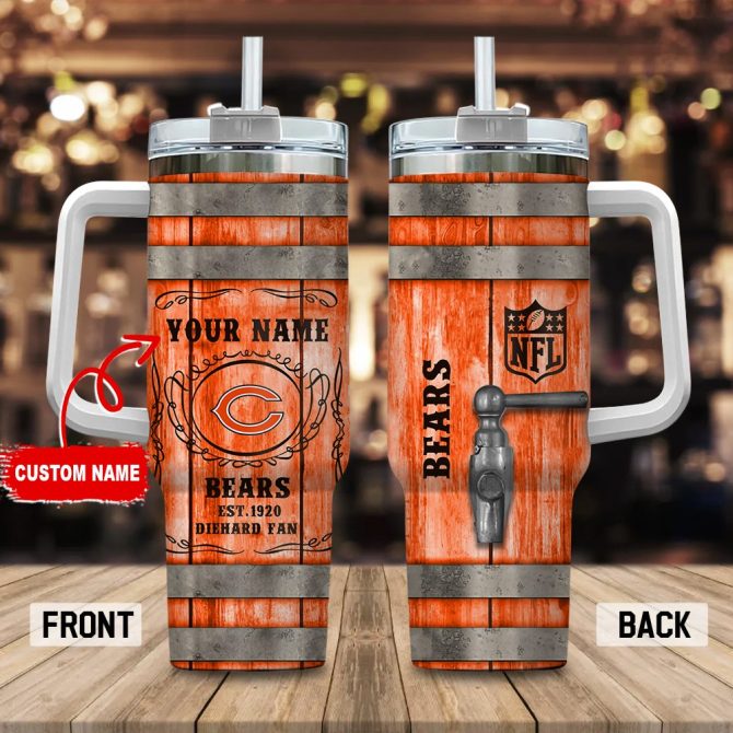 Chicago Bears Nfl Diehard Fan Custom Stanley Quencher 40Oz Stainless Steel Tumbler With Handle - Image 3