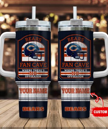 Chicago Bears Nfl Fan Cave Custom Stanley Quencher 40Oz Stainless Steel Tumbler With Handle