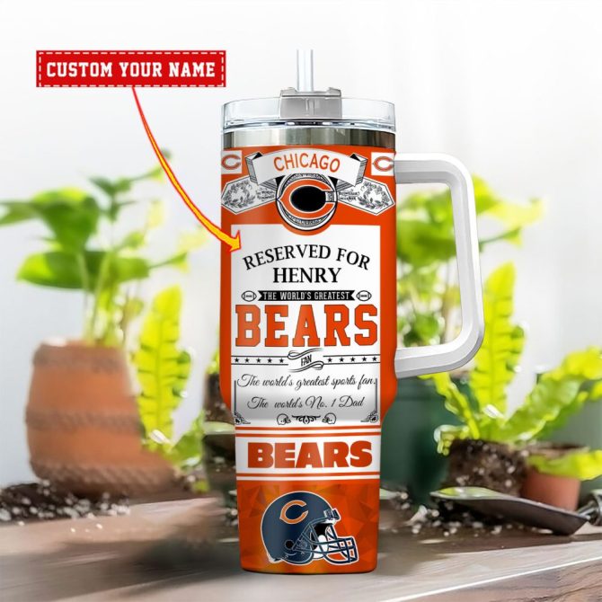Chicago Bears Nfl Father #8217;S Day Custom Stanley Quencher 40Oz Stainless Steel - Image 2