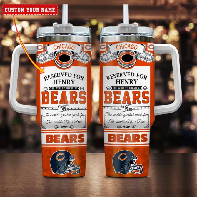 Chicago Bears Nfl Father #8217;S Day Custom Stanley Quencher 40Oz Stainless Steel