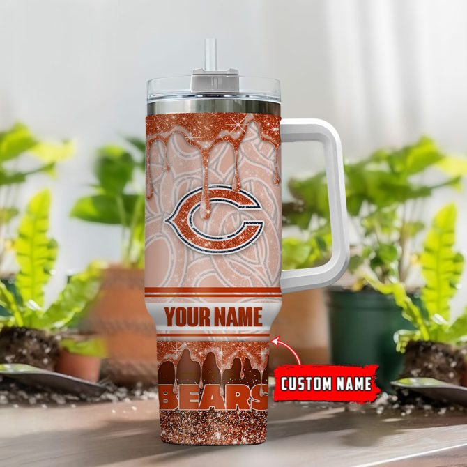 Chicago Bears Nfl Glitter Custom Stanley Quencher 40Oz Stainless Steel Tumbler With Handle - Image 2