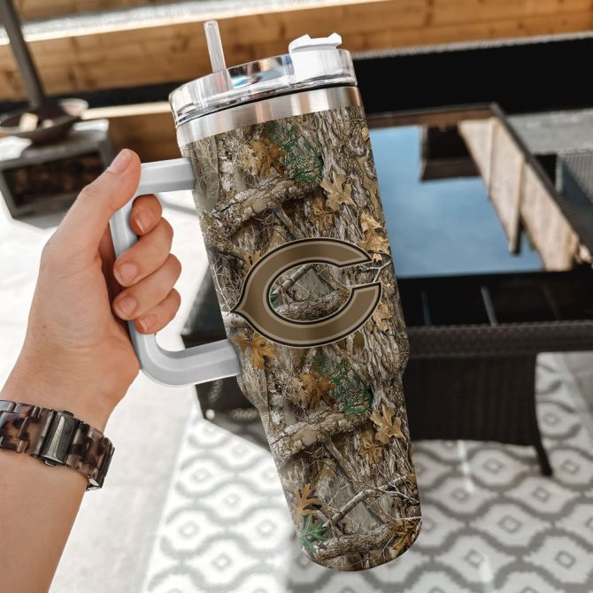Chicago Bears Nfl Hunting Realtree Custom Stanley Quencher 40Oz Stainless Steel Tumbler With Handle - Image 2