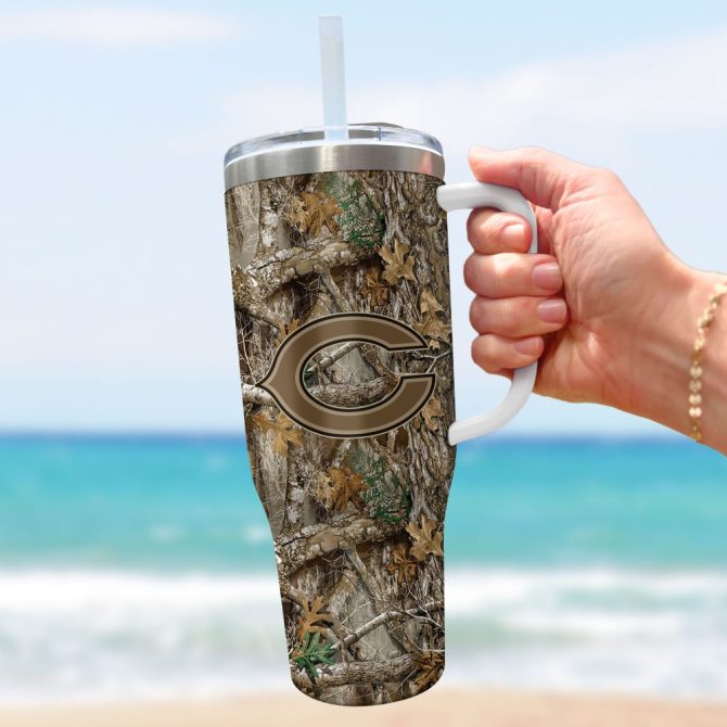 Chicago Bears Nfl Hunting Realtree Custom Stanley Quencher 40Oz Stainless Steel Tumbler With Handle - Image 3