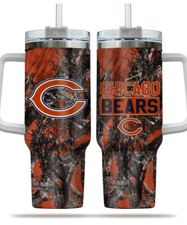 Chicago Bears Nfl Hunting Custom Stanley Quencher 40Oz Stainless Steel Tumbler With Handle