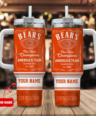 Chicago Bears Nfl Custom Stanley Quencher 40Oz Stainless Steel Tumbler With Handle