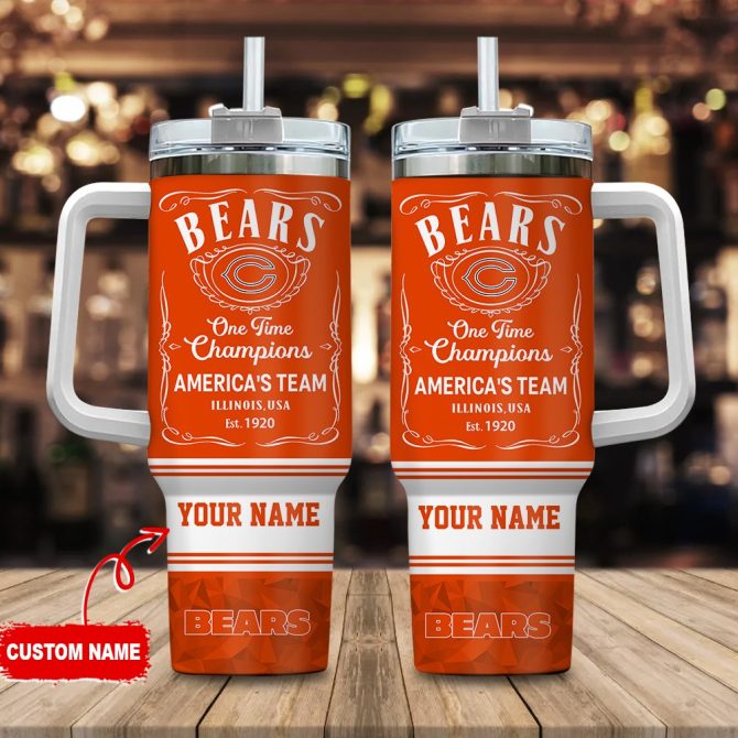 Chicago Bears Nfl Custom Stanley Quencher 40Oz Stainless Steel Tumbler With Handle