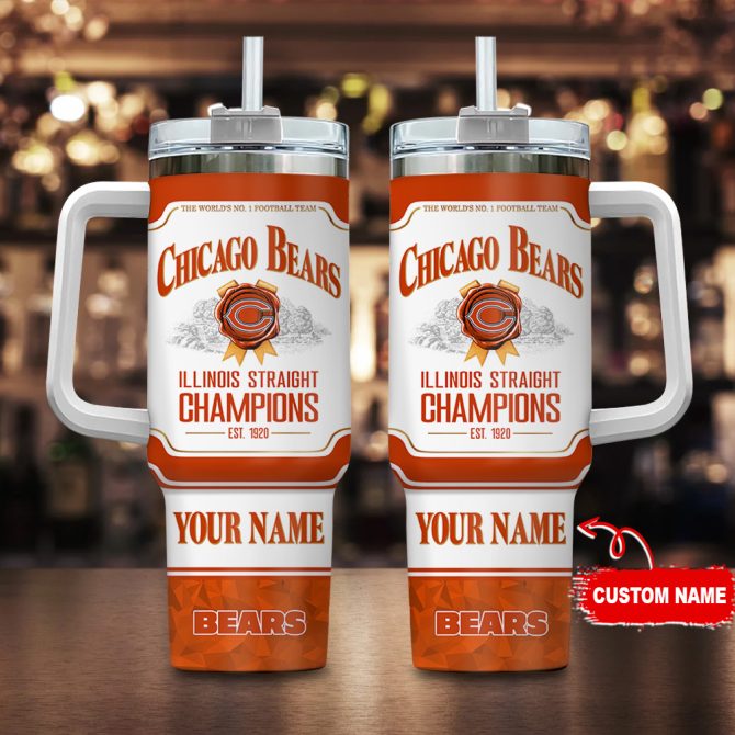 Chicago Bears Nfl Jim Beam Custom Stanley Quencher 40Oz Stainless Steel Tumbler With Handle