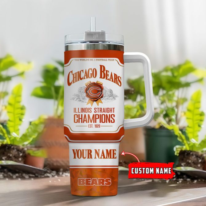 Chicago Bears Nfl Jim Beam Custom Stanley Quencher 40Oz Stainless Steel Tumbler With Handle - Image 2