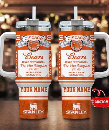 Chicago Bears Nfl Kings Of Football Custom Stanley Quencher 40Oz Stainless Steel Tumbler With Handle