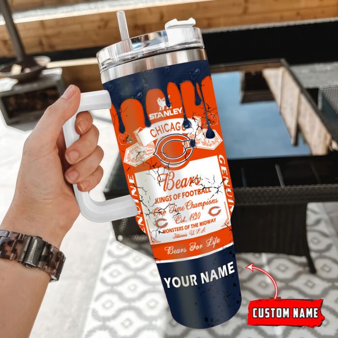 Chicago Bears Nfl Kings Of Football Custom Stanley Quencher 40Oz Stainless Steel Tumbler With Handle - Image 3