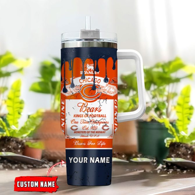 Chicago Bears Nfl Kings Of Football Custom Stanley Quencher 40Oz Stainless Steel Tumbler With Handle - Image 2