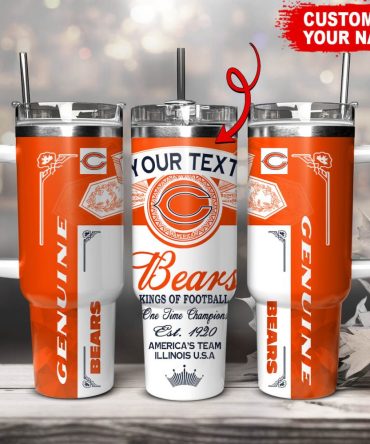 Chicago Bears Nfl Kings Of Football Custom Stanley Quencher 40Oz Stainless Steel Tumbler With Handle