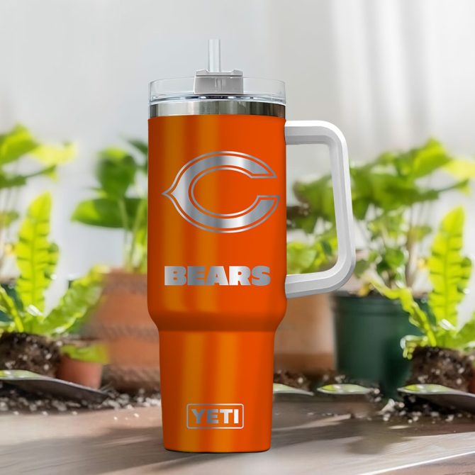 Chicago Bears Nfl Laser Engraved Effect Custom Stanley Quencher 40Oz Stainless Steel Tumbler With Handle - Image 2