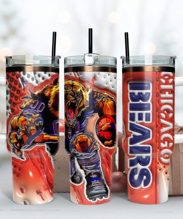 Chicago Bears Nfl Mascot Custom Stanley Quencher 40Oz Stainless Steel Tumbler With Handle