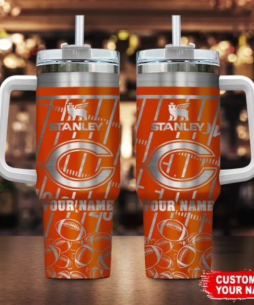 Chicago Bears Nfl Silver Custom Stanley Quencher 40Oz Stainless Steel Tumbler With Handle