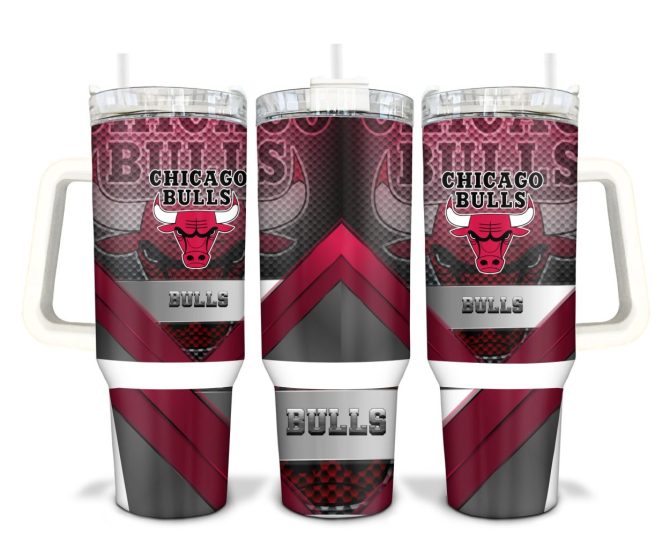 Chicago Bulls Nba Custom Stanley Quencher 40Oz Stainless Steel Tumbler With Handle
