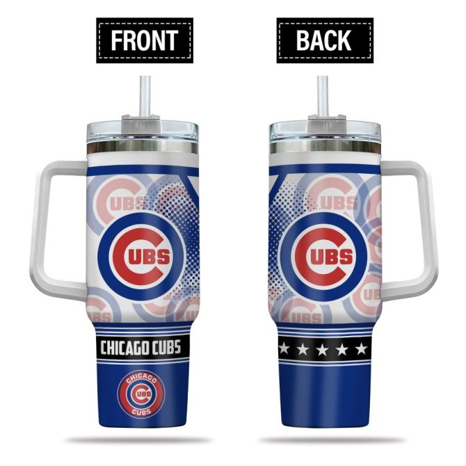 Chicago Cubs Mlb Custom Stanley Quencher 40Oz Stainless Steel Tumbler With Handle