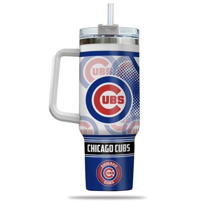 Chicago Cubs Mlb Custom Stanley Quencher 40Oz Stainless Steel Tumbler With Handle - Image 3