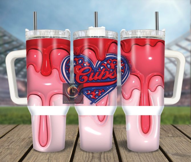 Chicago Cubs Mlb Custom Stanley Quencher 40Oz Stainless Steel Tumbler With Handle