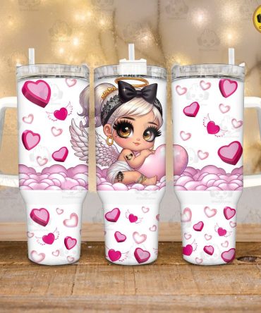 Chicano Angel Valentines Gift Custom Stanley Quencher 40Oz Stainless Steel Tumbler With Handle