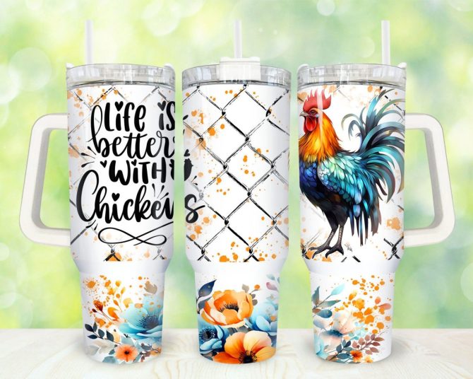 Chicken Custom Stanley Quencher 40Oz Stainless Steel Tumbler With Handle