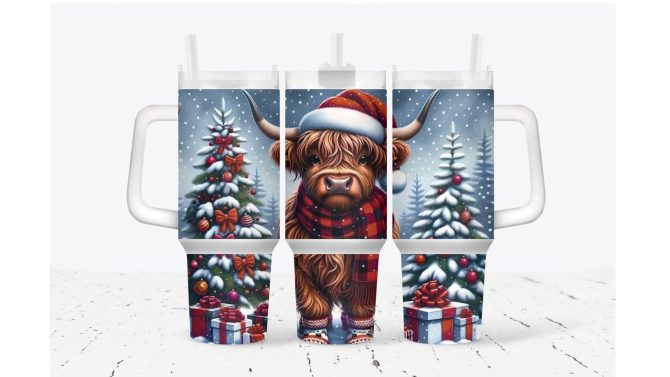 Christmas Baby Cow Custom Stanley Quencher 40Oz Stainless Steel Tumbler With Handle