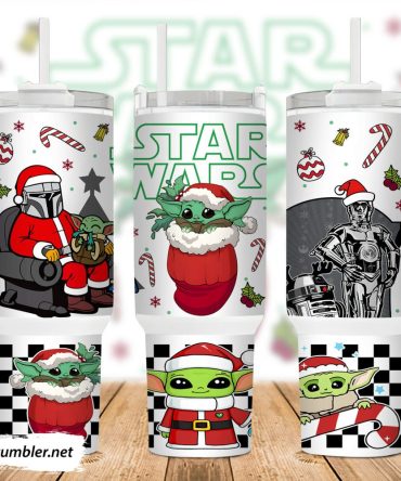 Christmas Baby Yoda Star Wars Movies Custom Stanley Quencher 40Oz Stainless Steel Tumbler With Handle