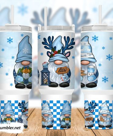Christmas Blue Gnome Custom Stanley Quencher 40Oz Stainless Steel Tumbler With Handle