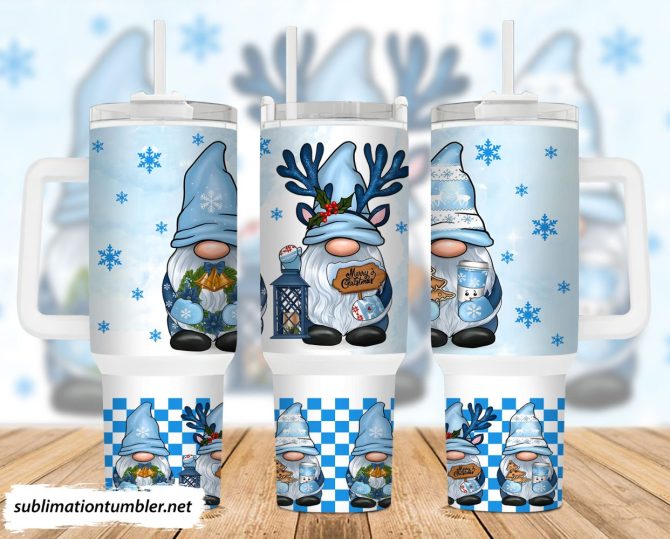 Christmas Blue Gnome Custom Stanley Quencher 40Oz Stainless Steel Tumbler With Handle
