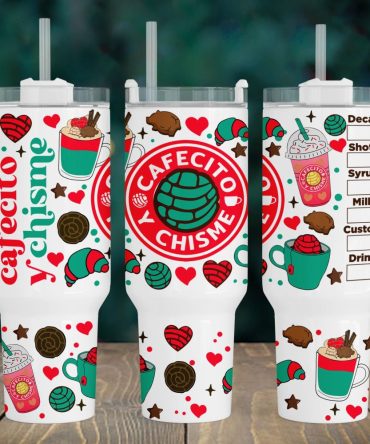 Christmas Cafecito Y Chisme Custom Stanley Quencher 40Oz Stainless Steel Tumbler With Handle