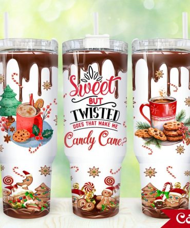 Christmas Candy Cane Custom Stanley Quencher 40Oz Stainless Steel Tumbler With Handle