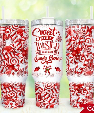 Christmas Candy Cane Custom Stanley Quencher 40Oz Stainless Steel Tumbler With Handle
