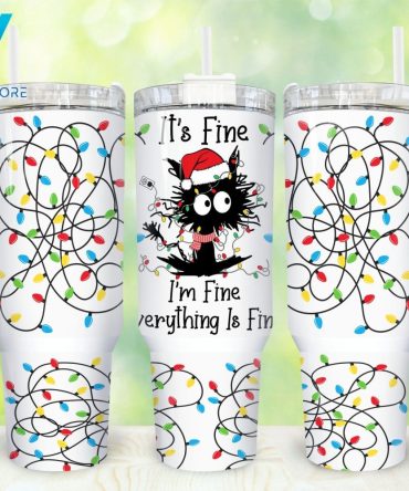 Christmas Cat Custom Stanley Quencher 40Oz Stainless Steel Tumbler With Handle
