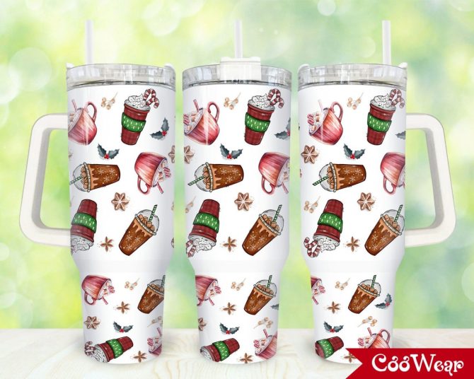 Christmas Coffee Custom Stanley Quencher 40Oz Stainless Steel Tumbler With Handle