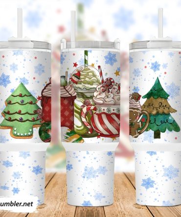 Christmas Cookie Coffee Custom Stanley Quencher 40Oz Stainless Steel Tumbler With Handle