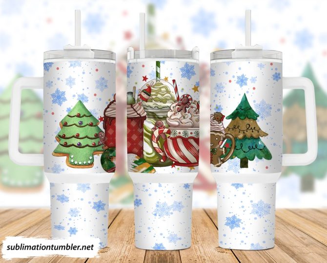 Christmas Cookie Coffee Custom Stanley Quencher 40Oz Stainless Steel Tumbler With Handle