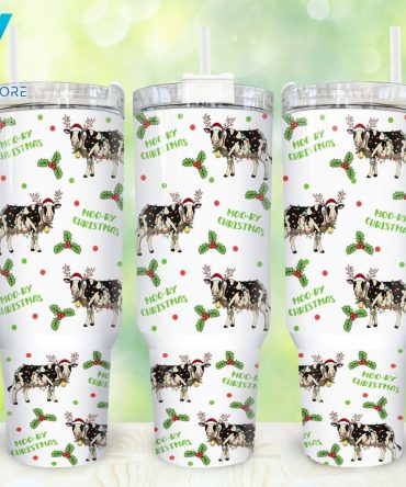 Christmas Cow Custom Stanley Quencher 40Oz Stainless Steel Tumbler With Handle