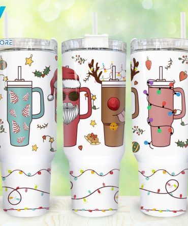Christmas Cups Custom Stanley Quencher 40Oz Stainless Steel Tumbler With Handle