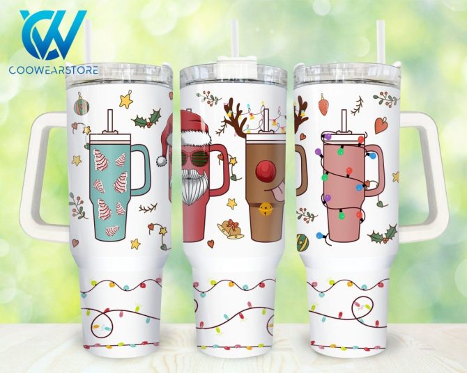 Christmas Cups Custom Stanley Quencher 40Oz Stainless Steel Tumbler With Handle