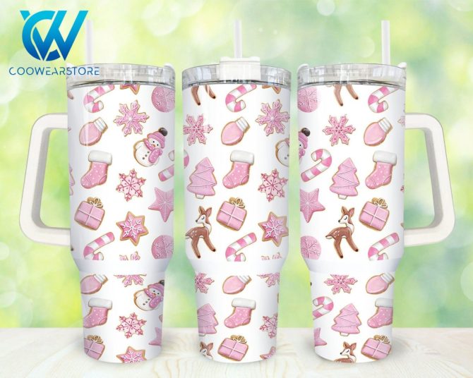 Christmas Gingerbread Custom Stanley Quencher 40Oz Stainless Steel Tumbler With Handle