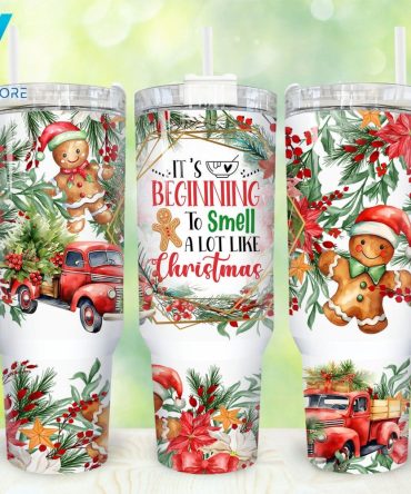 Christmas Gingerbread Custom Stanley Quencher 40Oz Stainless Steel Tumbler With Handle