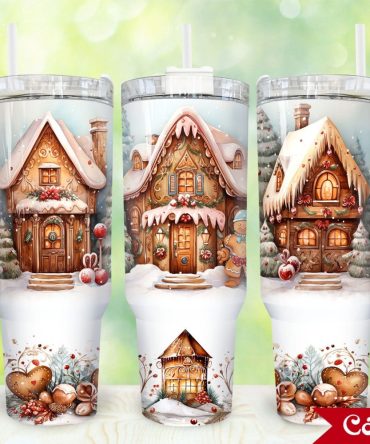 Christmas Gingerbread House Custom Stanley Quencher 40Oz Stainless Steel Tumbler With Handle