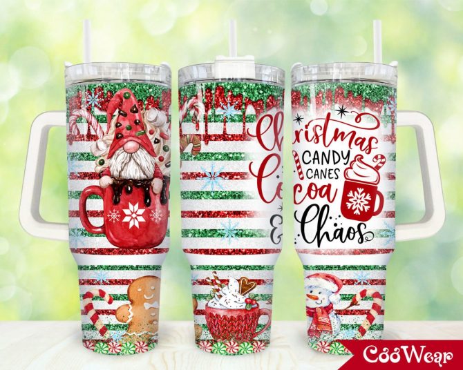 Christmas Gnome Cocoa Custom Stanley Quencher 40Oz Stainless Steel Tumbler With Handle