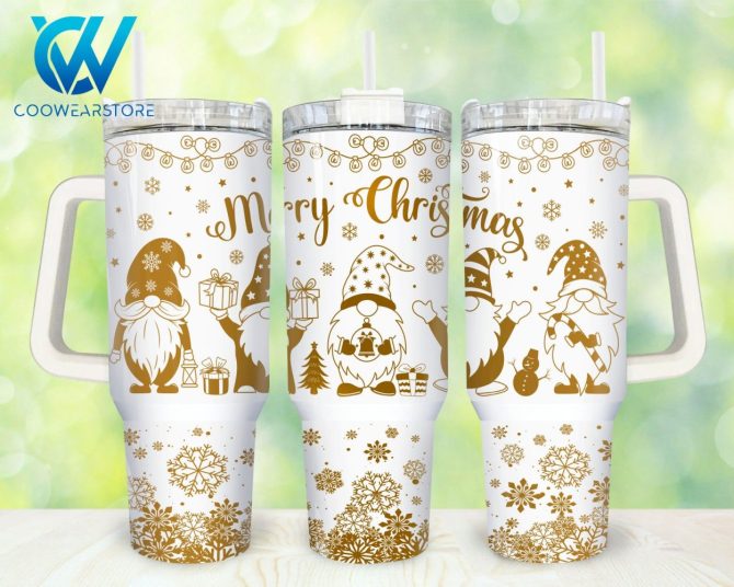 Christmas Gnome Custom Stanley Quencher 40Oz Stainless Steel Tumbler With Handle