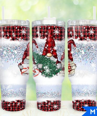 Christmas Gnome Glitter Custom Stanley Quencher 40Oz Stainless Steel Tumbler With Handle