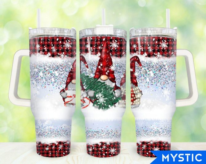 Christmas Gnome Glitter Custom Stanley Quencher 40Oz Stainless Steel Tumbler With Handle