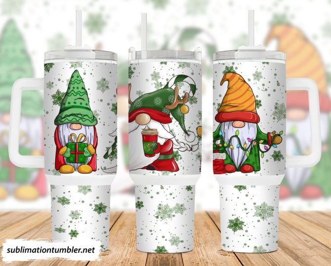 Christmas Gnomes Custom Stanley Quencher 40Oz Stainless Steel Tumbler With Handle