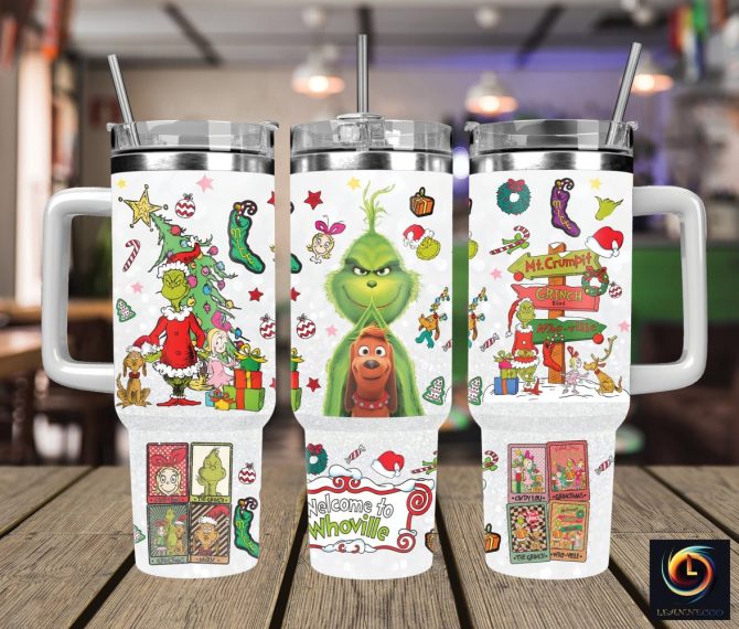 Christmas Grinch Movies Custom Stanley Quencher 40Oz Stainless Steel Tumbler With Handle